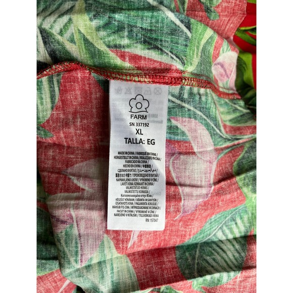 Farm Rio Tropical Maxi Dress Red Green Floral Spaghetti Strap Open Back XL - Picture 6 of 6